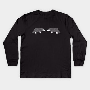 Platypuses in Love - cute platypus design - dark colors Kids Long Sleeve T-Shirt
